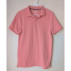 Old Navy Men's Shirt Polo Pink Short Sleeve Collared Built- In Flex Size Small